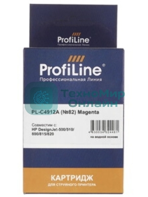 Картридж струйный ProfiLine PL-C4912A №82 для принтеров HP Deskjet 500/500ps/510/800/800ps(24/42in) DesignJet copier cc800ps Magenta водные