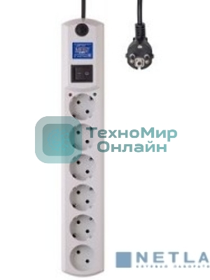 Сетевой фильтр Most HV6 5 м, 6 розеток, черный, коробка