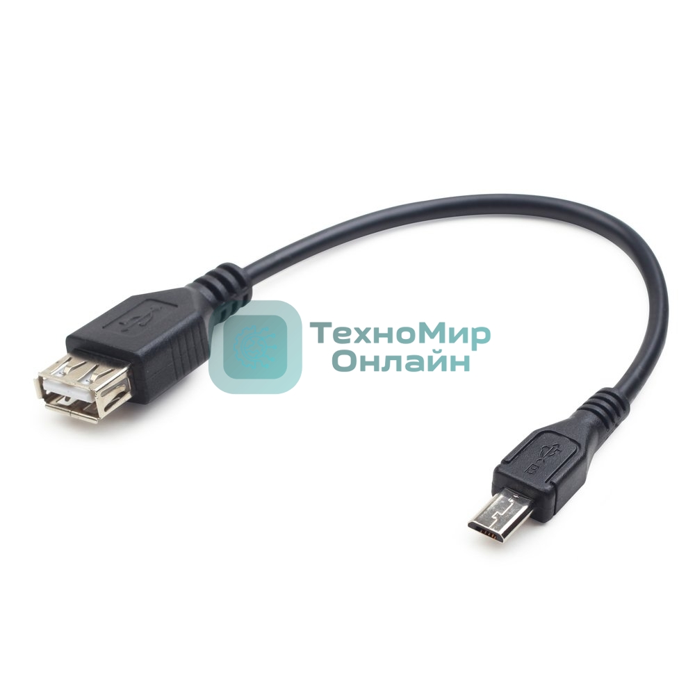 Кабель USB2.0 OTG Cablexpert A-OTG-AFBM-03 USBAF/MicroBM, 0.15м, удлиненный разъем micro USB - 9мм, пакет