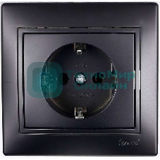 Розетка 1-м СП Мира керам. с заземл.черный бархат LEZARD 701-4242-122