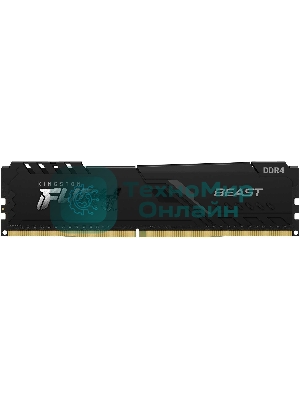 Оперативная память Kingston Fury Beast, DDR4, 32GB (1x32GB), 3200MHz, CL16, DIMM, с радиатором, черный