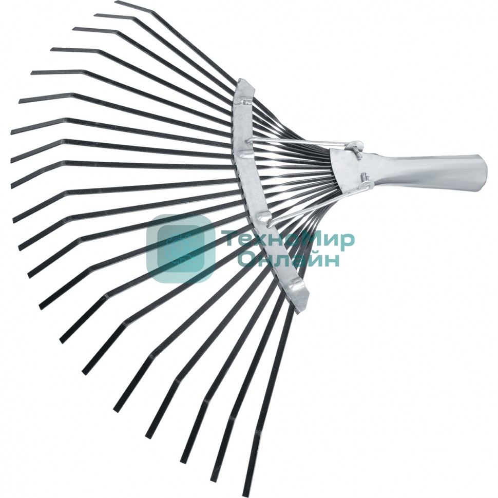 Грабли Сибртех веерные 20 зубьев, без черенка, оксидированные, плоский зуб