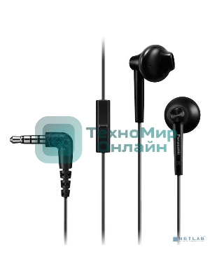 Проводная гарнитура Panasonic RP-TCM55GC-K черный, вкладыши, микрофон на кабеле, разъем Jack 3.5 мм