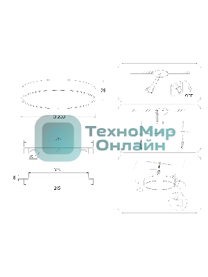 Потолочный светодиодный светильник Ambrella light FV5521 BK черный LED 26W 3000K D220*58 (Без ПДУ)
