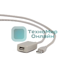 Кабель Gembird USB 2.0 удлинительный, активный 4.8м AM/AF, черный