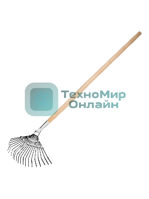 Грабли Сибртех веерные 20 зубьев, с черенком, оксидированные, плоский зуб