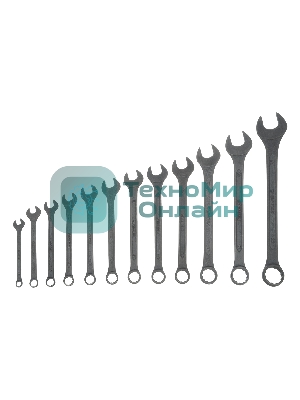 Набор ключей Сибртех комбинированных,6 - 22 мм,12 шт., CrV,фосфатированные,ГОСТ 16983