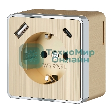 Розетка с заземлением, шторками и USB тип A+C Gallant (шампань рифленый)