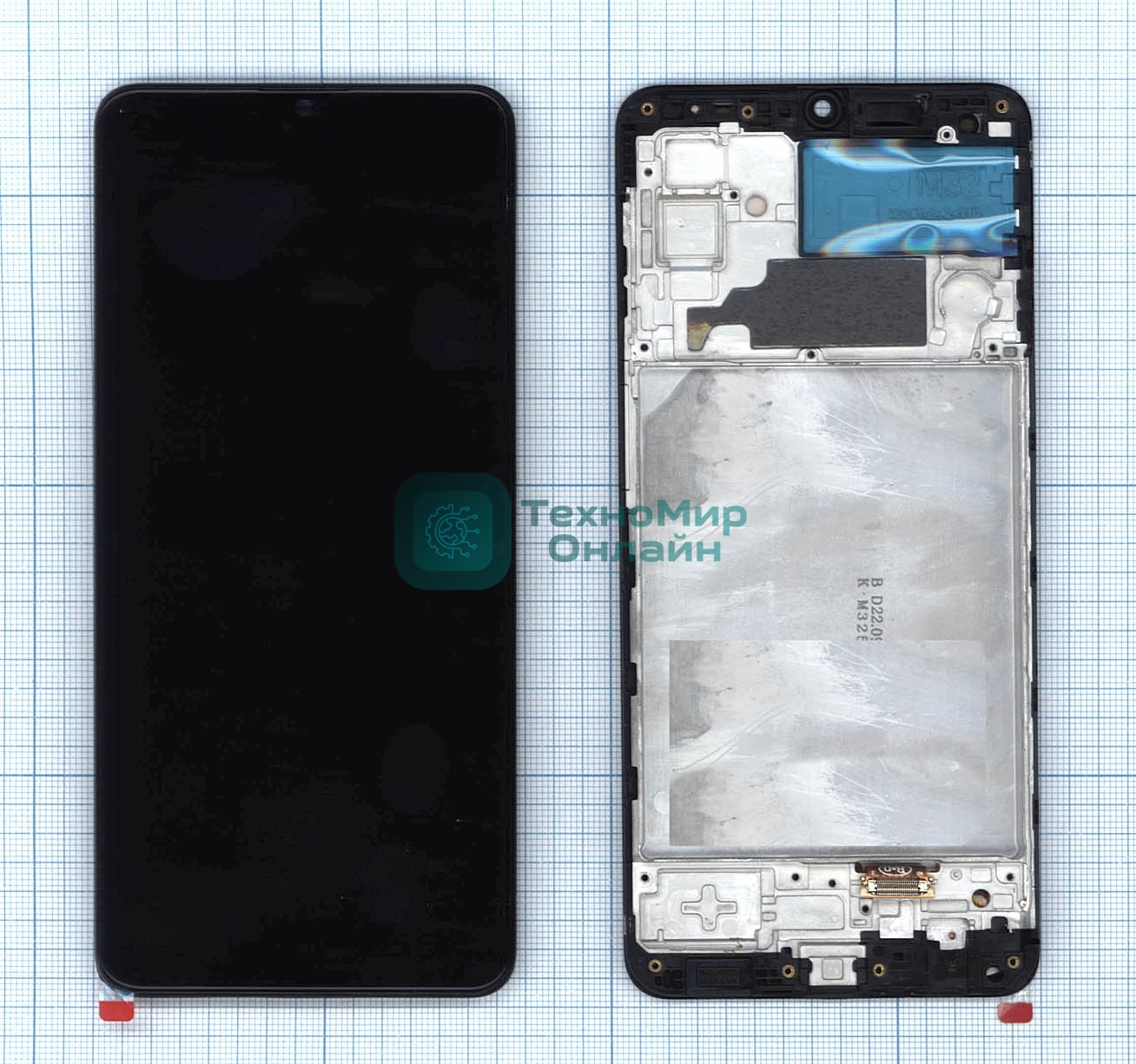 Дисплей для Samsung Galaxy M32 SM-M325F в сборе с тачскрином и рамкой (OLED) черный