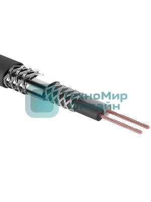 Кабель микрофонный Rexant 2х0,25 мм², ø 6,8 мм, черный, бухта 100 м