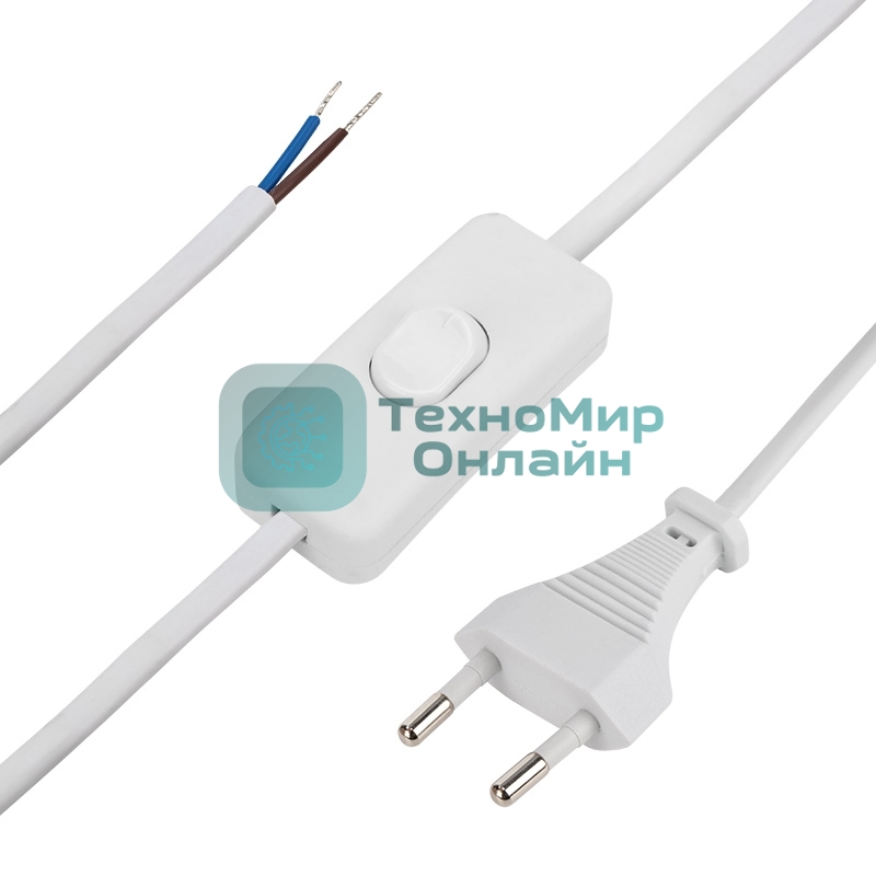 Сетевой шнур с выключателем Rexant 2х0,75 мм², 1,8 м белый