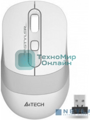 Мышь беспроводная A4Tech Fstyler FG10 белый/серый, 2000 dpi, радиоканал, USB, кнопки - 4