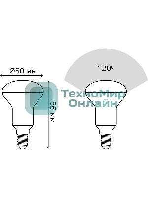 Лампа светодиодная Gauss R50 6Вт цок.: E14 рефлек. 220B 3000K св. свеч. белый теп. (упак.: 10 шт)