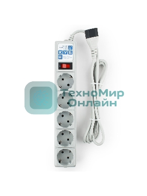 Сетевой фильтр POWER CUBE 1,9 м.* 5 розеток, серый