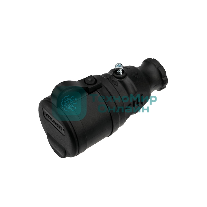 Розетка переносная влагозащищенная Rexant с крышкой, с/з, 16 А, IP44 каучук