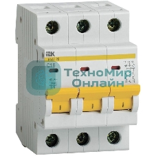 Выключатель автоматический модульный 3п C 16А 4.5кА ВА47-29 IEK MVA20-3-016-C