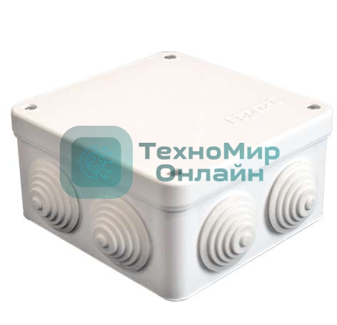 Коробка распределительная ОП 105х105х56 7 выходов 4 гермоввода IP54 крышка на винтах бел. Epplast 110041