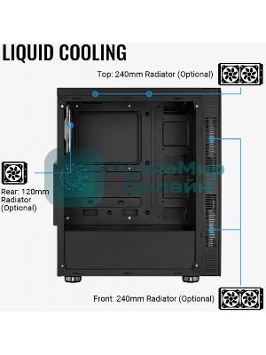Компьютерный корпус Aerocool/Formula Python (3xUSB, 2xAudio, 0.5 мм,2x200 мм FAN, прозрачная стенка-закаленное стекло, ATX, без БП)