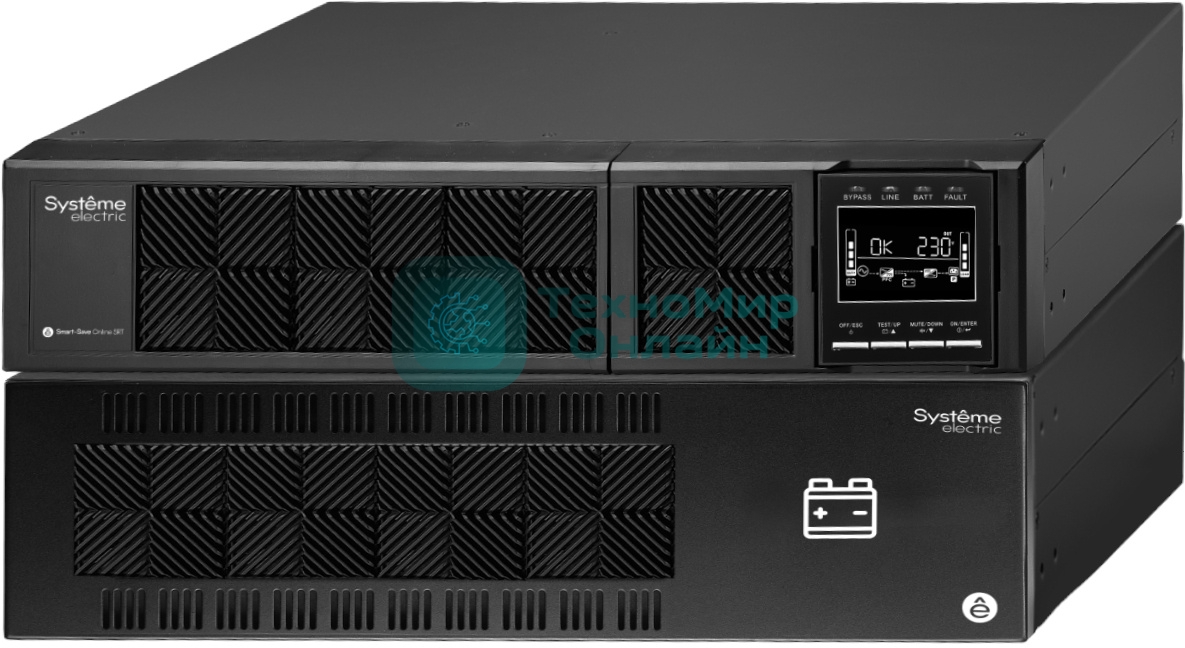 Источник бесперебойного питания Systeme Electriс Smart-Save Online SRT, 8000VA/8000W, On-Line, Extended-run, Rack 2U+3U(Tower convertible), LCD, Out: Hardwire, SNMP Intelligent Slot, USB, RS-232, Pre-Inst. Web/SNMP