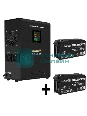 Комплект источника бесперебойного питания Exegate EX296001RUS + батарея 65Aч EX282980RUS 2шт (инвертор, синус, для котла, настенный) ExeGate FineSine SX-2000.LCD.AVR.2SH <2000VA/1400W, чистая синусоида, цветной LCD-дисплей, AVR, 2*Schuko, линейно-интерактивный, крепление настенное/универсальное, черный> + батарея ExeGate DT 1265 (12В, 65Ач) 2шт