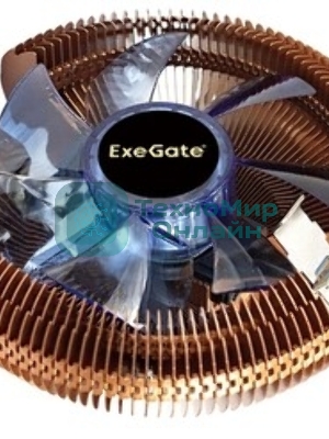 Кулер для процессора ExeGate Wizard EE91-PWM.Cu.BLUE бронзовый, 90 мм, алюминий/медь, 2400 об/мин, 24 дБ, 4 pin, 80 Вт, 58 мм