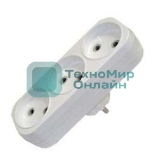 Разветвитель 3 гнезда без заземл. плоский 6А UNIVersal А203