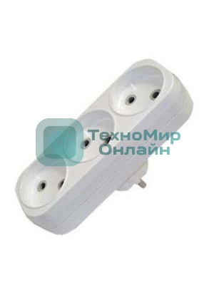 Разветвитель 3 гнезда без заземл. плоский 6А UNIVersal А203