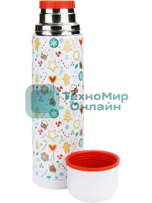 Термос Starwind New Year 11-1000 1 л. белый/рисунок