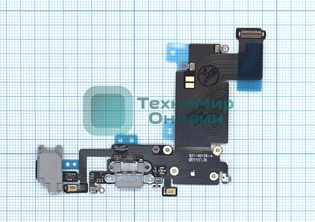 Шлейф разъема питания с аудио-разъемом для iPhone 6S Plus серый