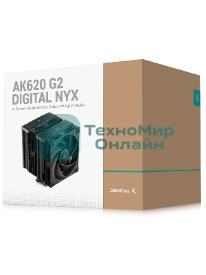 Кулер для процессора DEEPCOOL AK620 G2 DIGITAL NYX LGA1851/1700/1200/115X/AM5/AM4 (8шт/кор, TDP 260W, PWM, DUAL Fan 120мм, 6 тепл. трубок, Copper Base, черный) RET (R-AK620G2-BKNNMN-GJD-1)