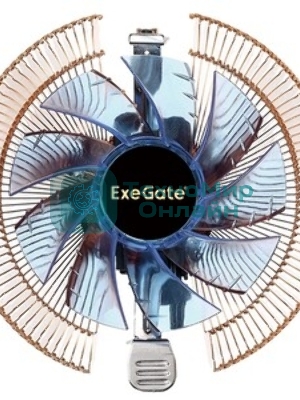 Кулер для процессора ExeGate Wizard EE91-PWM.Cu.BLUE бронзовый, 90 мм, алюминий/медь, 2400 об/мин, 24 дБ, 4 pin, 80 Вт, 58 мм