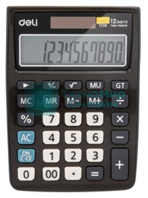 Калькулятор настольный Deli E1238 black черный 12-разр. 1003509