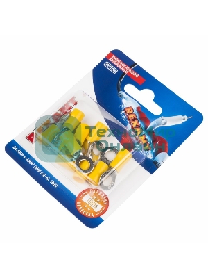 Наконечник кольцевой Rexant изолированный, ø6.5мм, 4-6мм², НКи 6.0-6/НКи5,5-6/RV5.5-6, желтый, в упак. 10 шт.