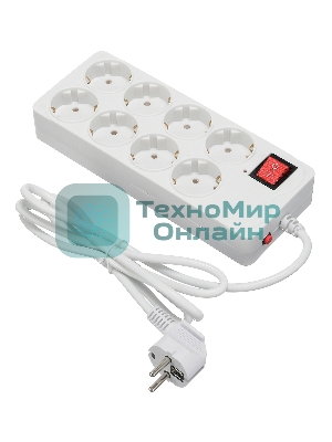 Сетевой фильтр Buro 800SH-1.8-W 1.8 м, 8 розеток, белый, коробка