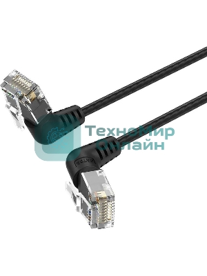 Патч-корд Vention прямой UTP cat.6a, RJ45 угол 90 - 3 м. черный