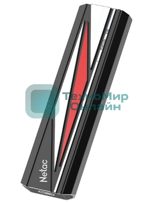 Внешний SSD Netac ZX20L, 2TB, USB 3.2 Gen 2 Type-C, R/W 2000/1800, черный/красный