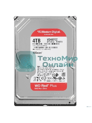 Жесткий диск HDD WD SATA3 4Tb NAS Red Plus 5400 128Mb 1 year warranty (replacement WD40EFZX, WD40EFAX)