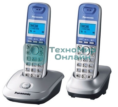 Телефон беспроводной (DECT) Panasonic KX-TG2512RUS (серебристый) Доп трубка в комплекте,АОН, Caller ID,спикерфон на трубке,полифония