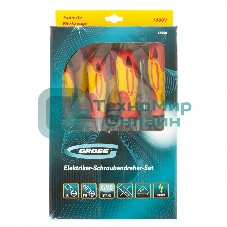 Набор отверток GROSS 12950 диэлектрических до 1000в тестер crmo двухкомпонентные рукоятки (8шт.)