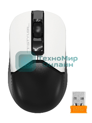 Мышь беспроводная A4Tech Fstyler FG12S белый/черный, 1200 dpi, радиоканал, USB, кнопки - 3