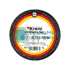 Изолента ПВХ Kranz 0.13х15 мм, 10 м, черная (10 шт./уп.)
