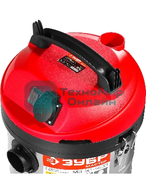 Строительный пылесос ЗУБР ПУ-30-1400 М3 серый/красный, 1400 Вт, уборка сухая/влажная/выдув, пылесборник мешок/контейнер, 30 л
