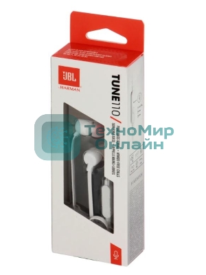 Проводные наушники JBL Tune 110 белый, внутриканальные, Jack 3.5 мм