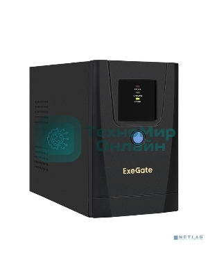 Источник бесперебойного питания ExeGate SpecialPro UNB-650.LED.AVR.1SH.2C13 650VA/360W, LED, AVR, 1*Schuko+2*C13, металлический корпус, черный