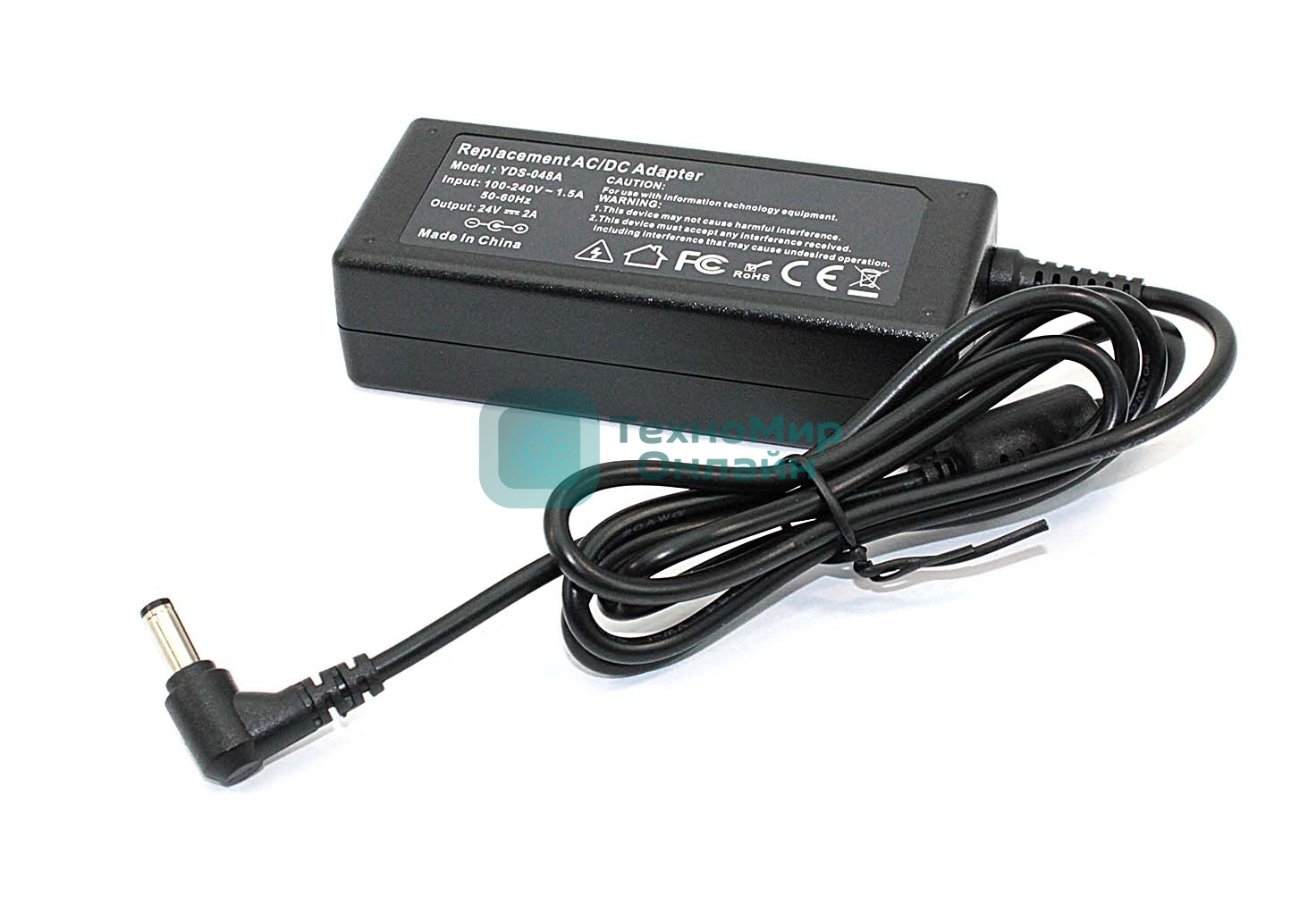 Блок питания для монитора и телевизора LCD 24V 2A 48W 5.5x2.1мм OEM