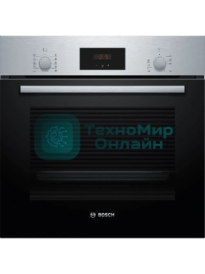 Духовой шкаф Bosch HBF512BS1T Serie 2, нержавеющая сталь, класс энергоэффективности А, 7 режимов, 3-х слойное остекление, LED-дисплей, утапливаемые переключатели, галогенное освещение, проволочные направляющие, сделано в Турции,