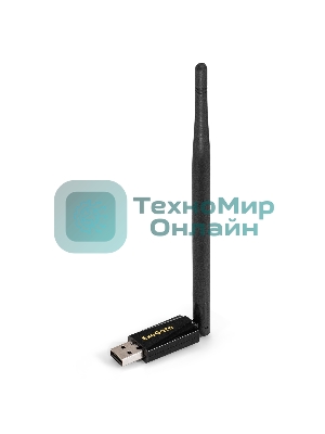 Сетевой адаптер Wi-Fi 4 ExeGate EDWA-137-N300-1 (Беспроводной USB адаптер, Wi-Fi N (b/g/n), чипсет Realtek8192, до 300 Мбит/с на 2,4 ГГц, внешняя 3dBi антенна, USB 2.0)