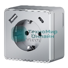 Розетка с заземлением, шторками и USB тип A+C Gallant (серебряный)
