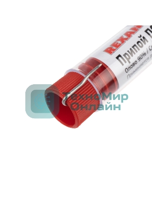 Припой без канифоли ПОС-61 Rexant, 10 г, Ø1.0 мм, (олово 61%, свинец 39%), колба
