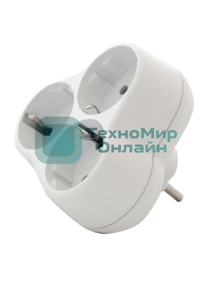 Тройник с заземл. круглый 16А 250В (еврослот) бел. UNIVersal АК303